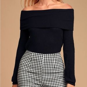 Lulus | Black Off Shoulder Turtleneck Crop Sweater l Lightly Worn | Size XS-S